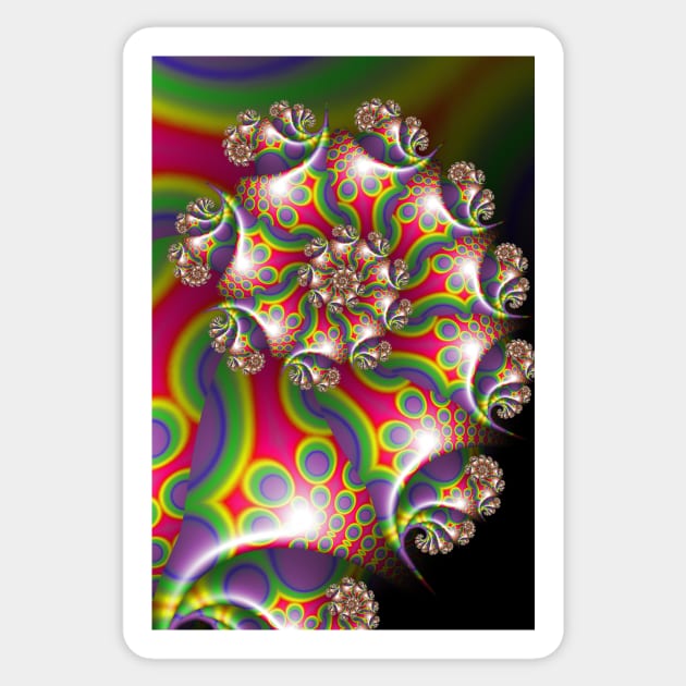 Multicolored Spiral Fractal Sticker by pinkal